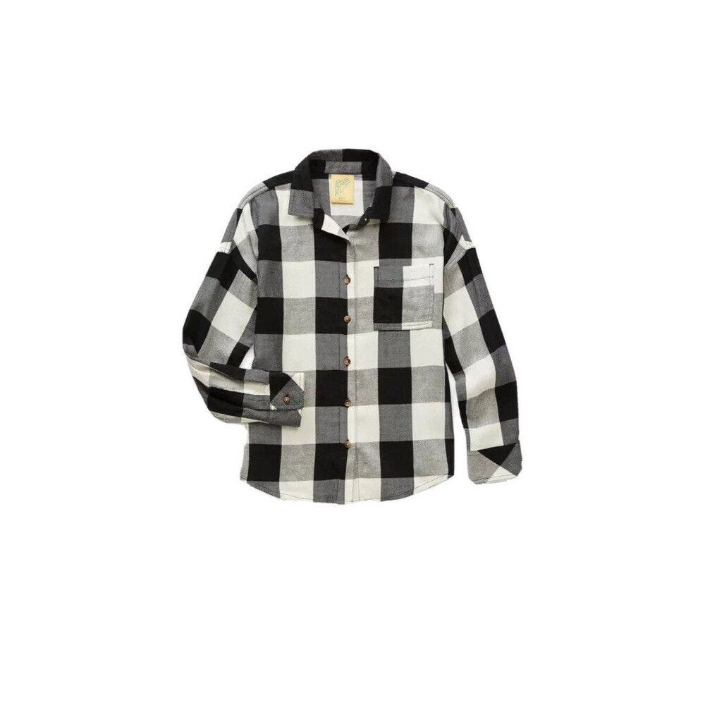 Thereabouts Little & Big Girls Long Sleeve Button-Down Shirt XL. Black & White
